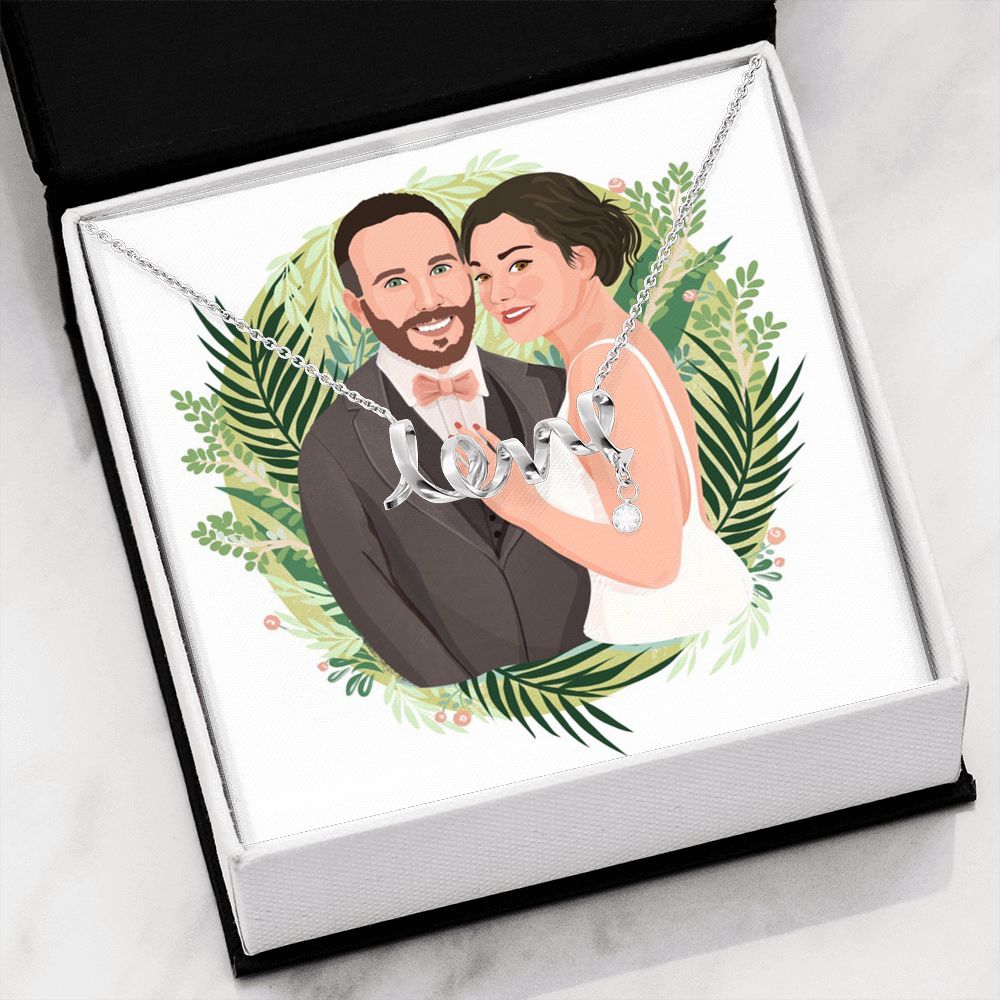 Custom Couple Portrait LovePacket™ | Scripted Love Necklace