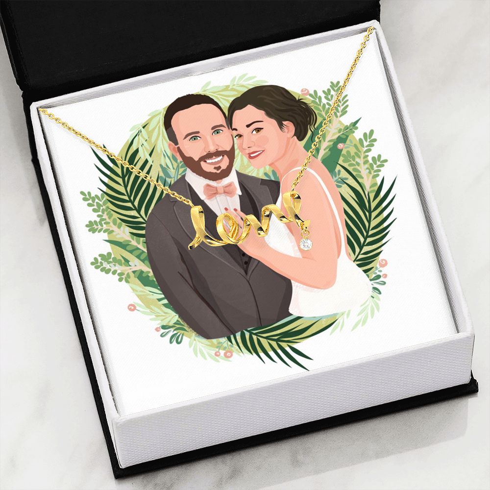 Custom Couple Portrait LovePacket™ | Scripted Love Necklace