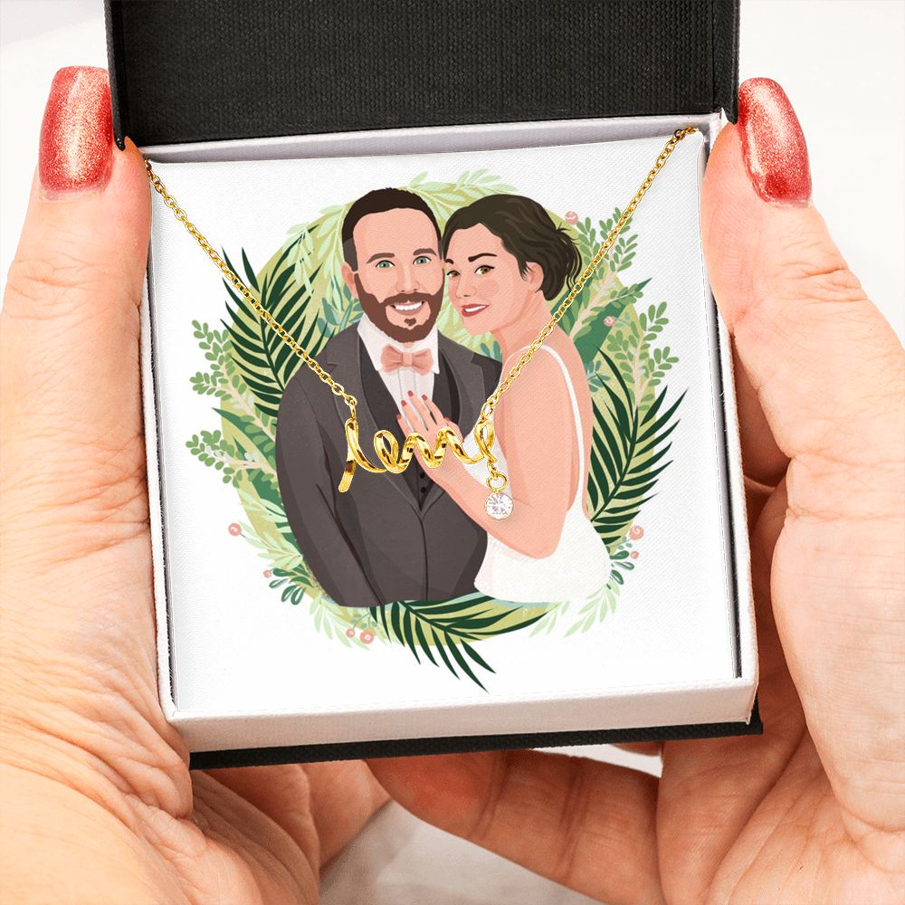 Custom Couple Portrait LovePacket™ | Scripted Love Necklace