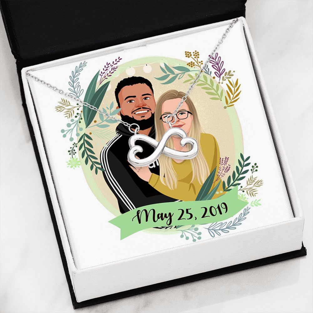 Custom Couple Portrait LovePacket™ | Infinity Heart Necklace