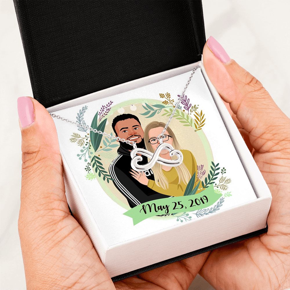 Custom Couple Portrait LovePacket™ | Infinity Heart Necklace