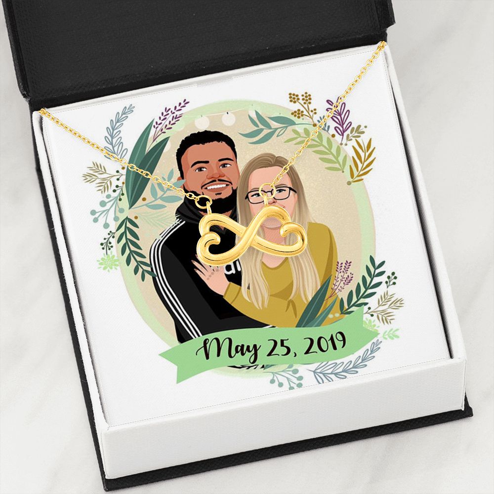 Custom Couple Portrait LovePacket™ | Infinity Heart Necklace