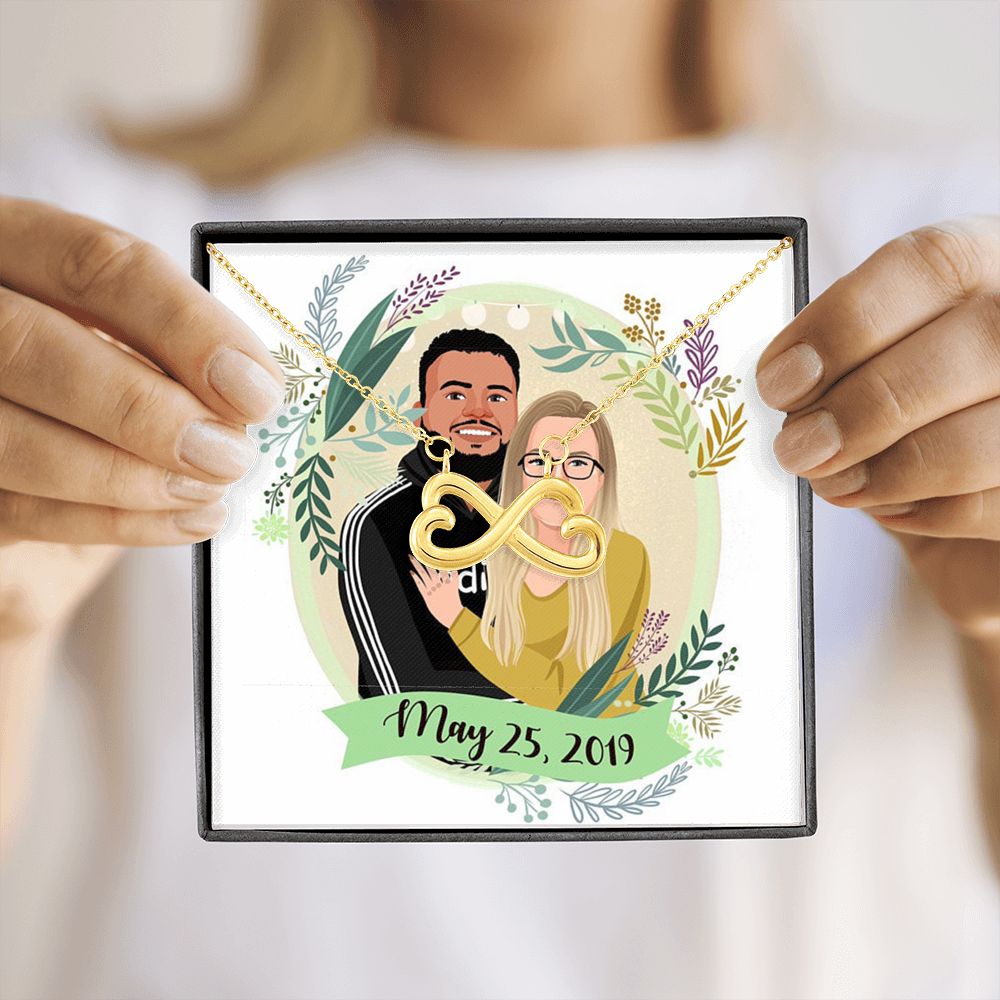 Custom Couple Portrait LovePacket™ | Infinity Heart Necklace