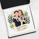 Custom Couple Portrait LovePacket™ | Interlocking Heart Necklace
